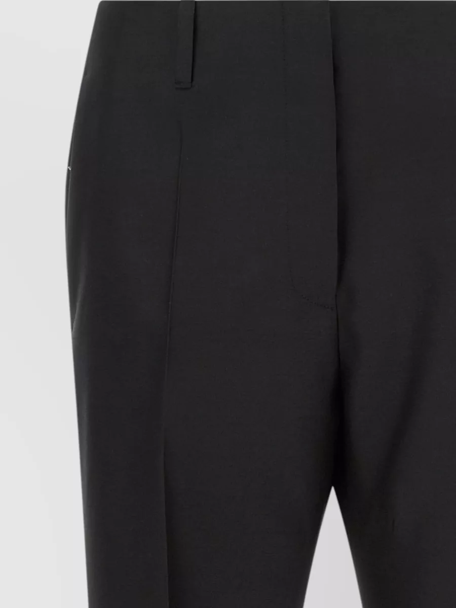 Dries Van Noten Silk Wool Cropped Flared Tailored Trousers