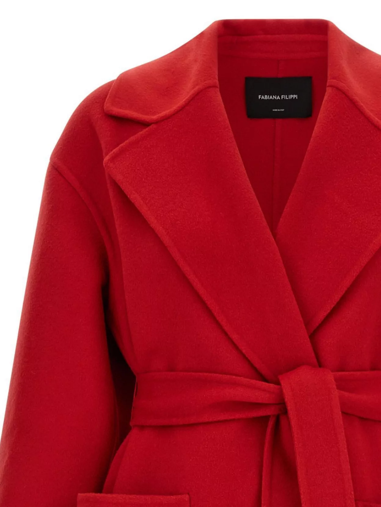 Fabiana Filippi Long Cashmere Wool Coat Belted At Waist