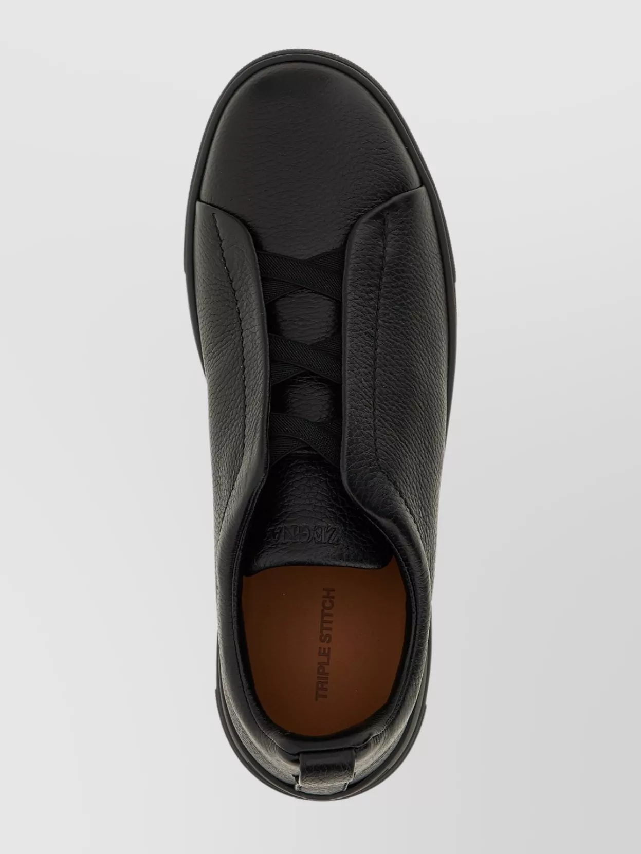 Zegna Textured Leather Round Toe Sneakers