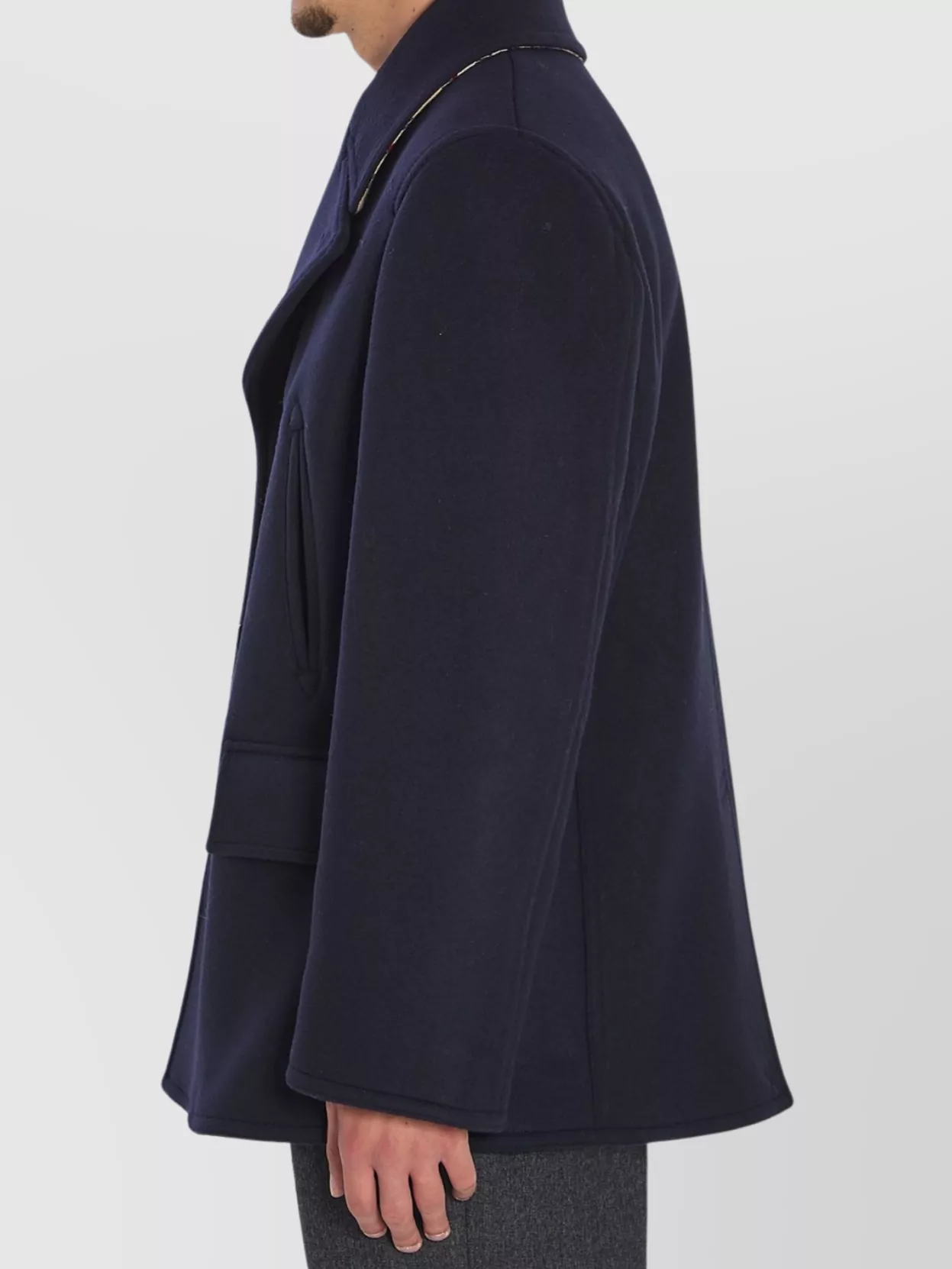 Burberry Wool Pea Coat With Central Back Vent