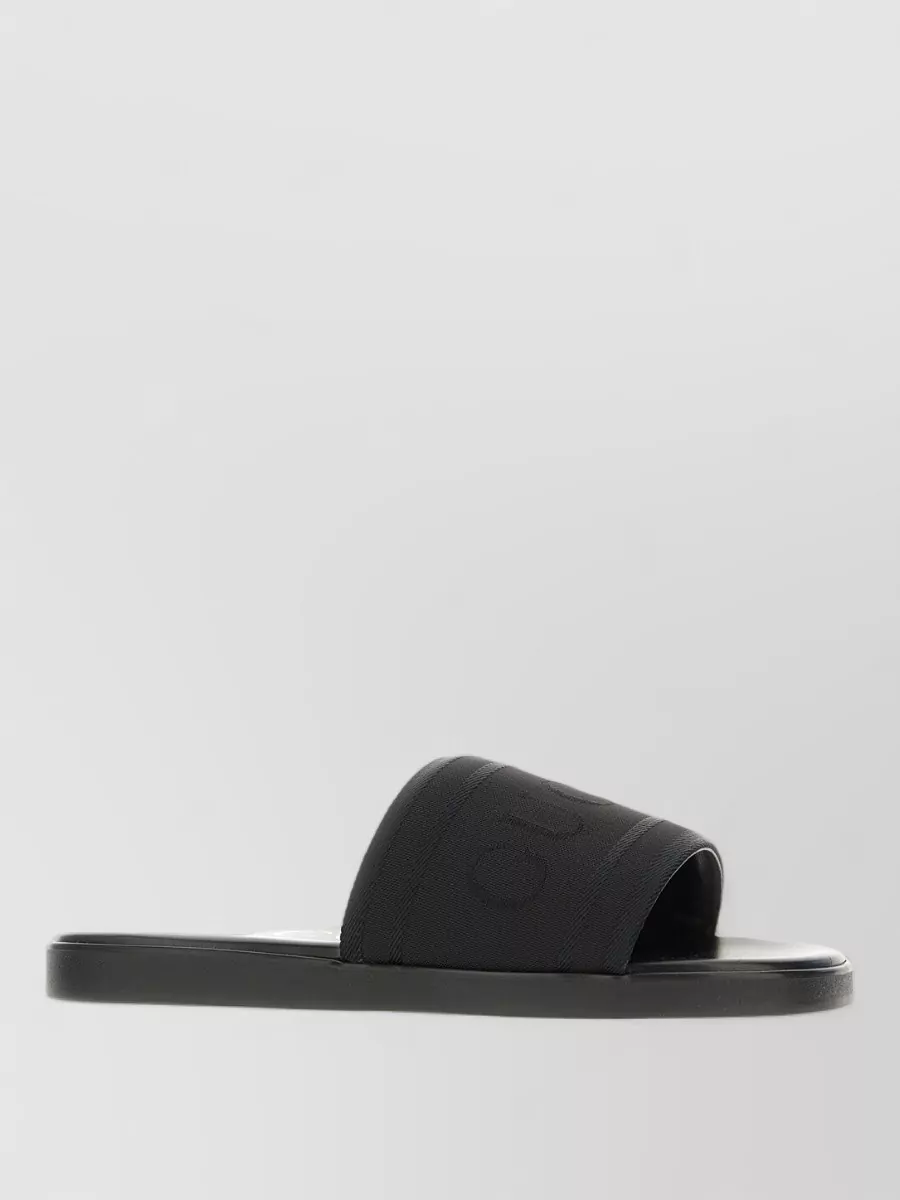 Gucci Flat Sole Open Toe Slide Sandals In Black