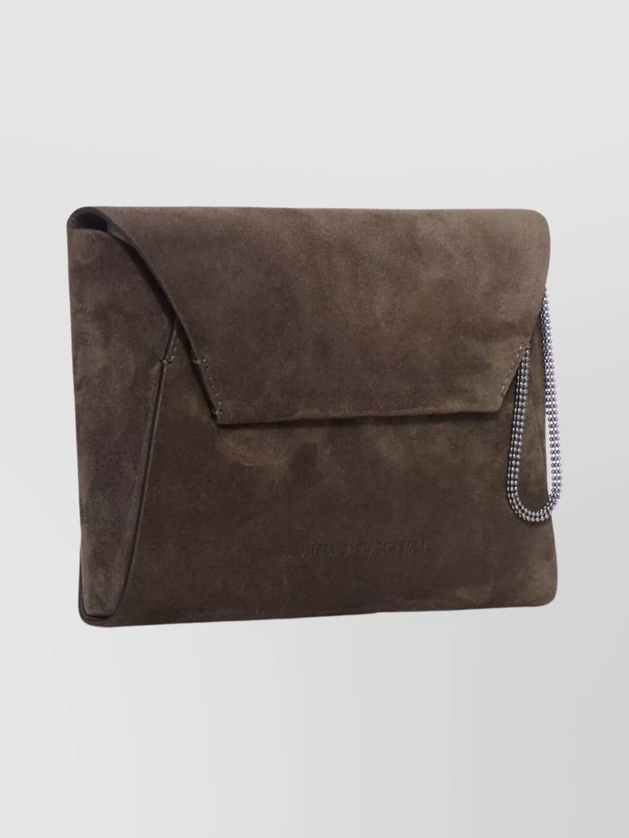 Brunello Cucinelli Women Bc Duo Suede Clutch Bag With Precious Chain In Brown