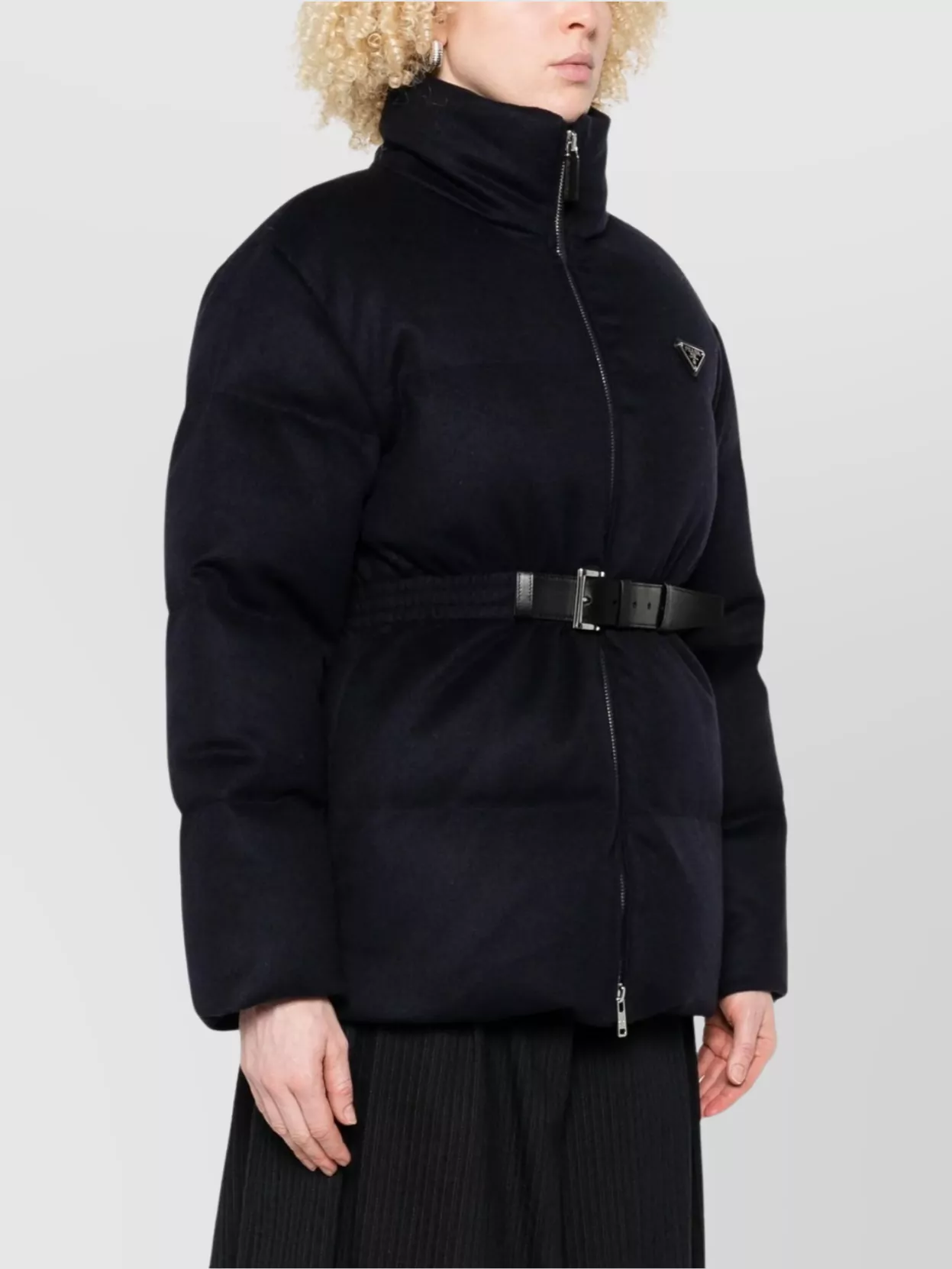 Prada Collar Belted Waist Long Sleeves Padded Design