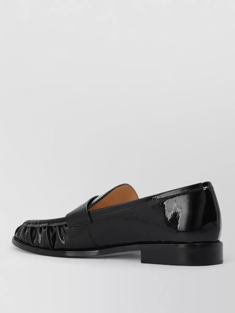 Furla Patent Leather Gathered Loafers