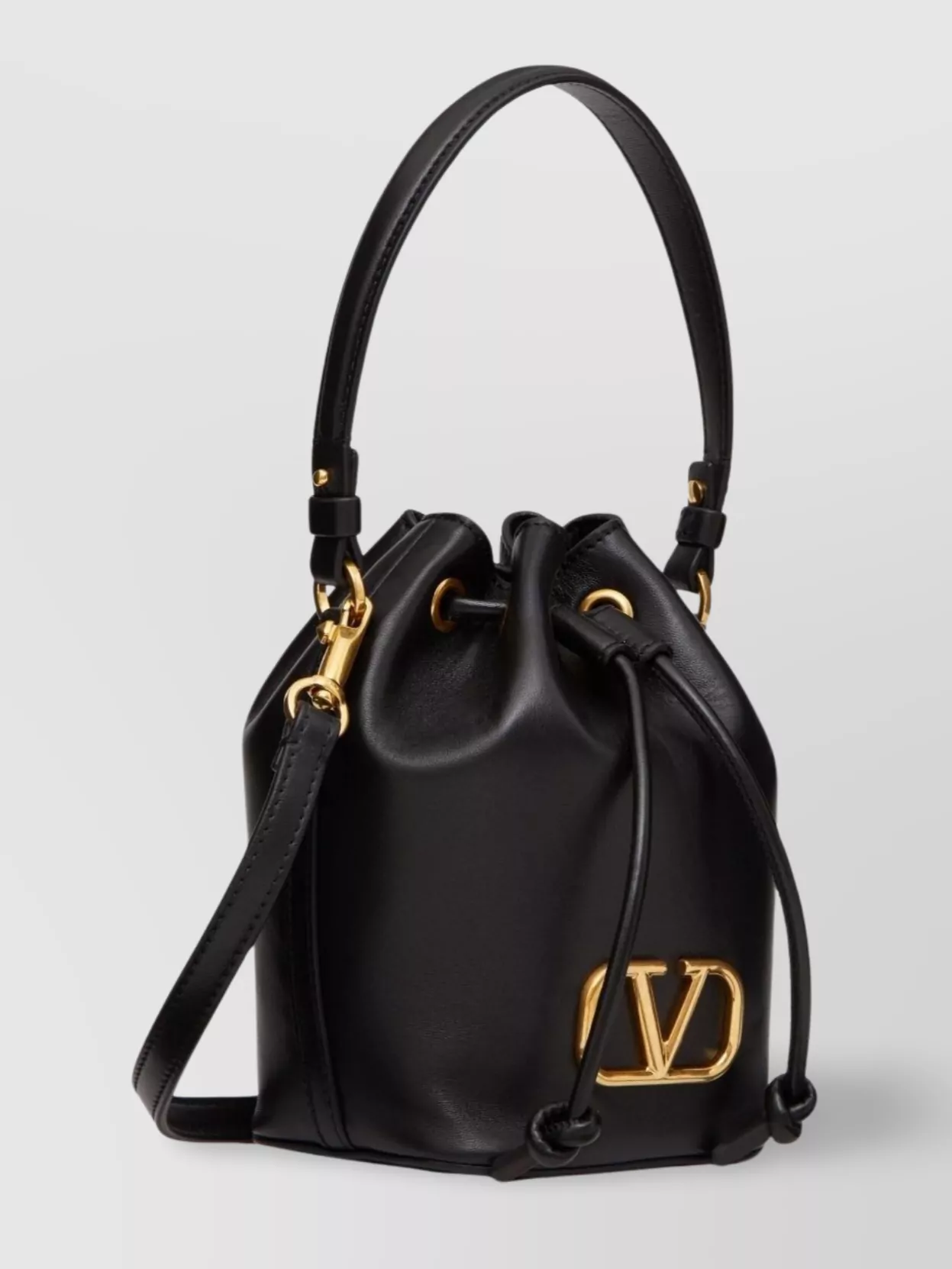 Valentino Garavani Mini Nappa Leather Bucket Bags With Detachable Shoulder Strap