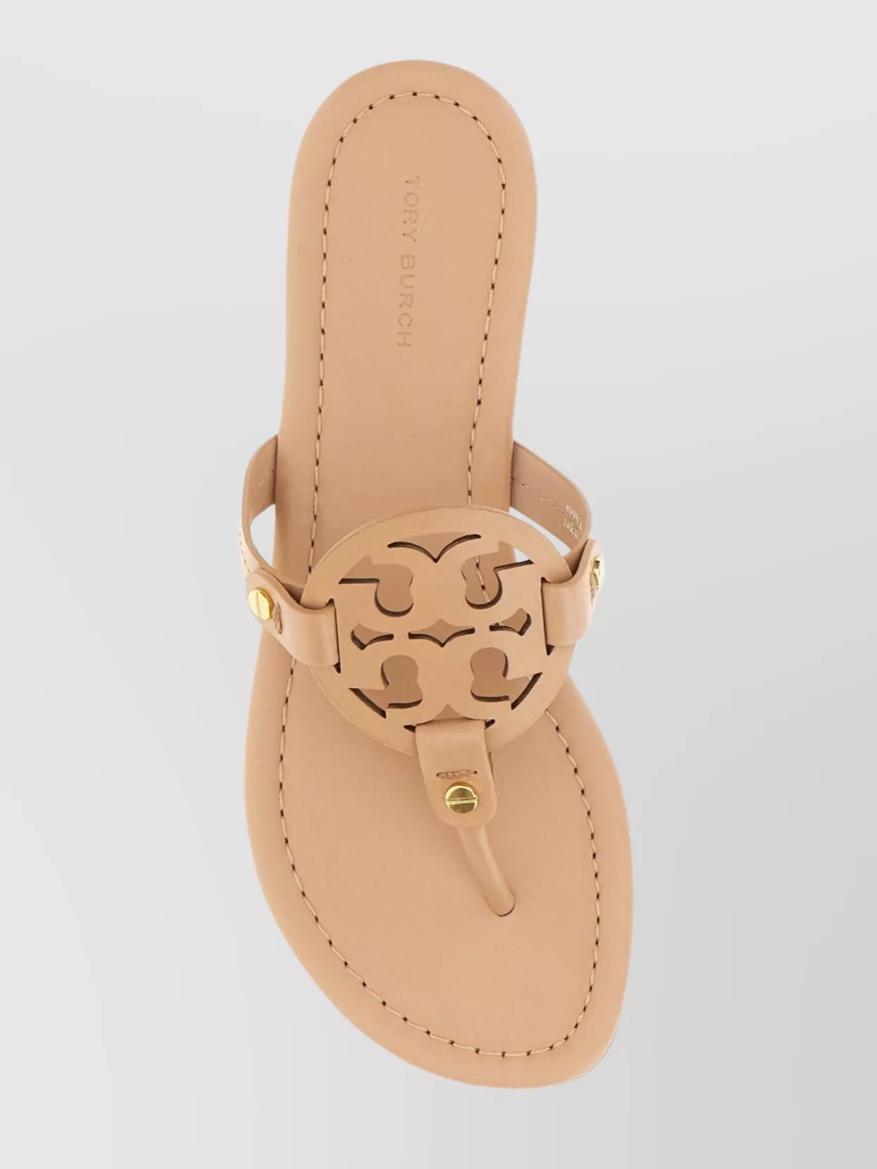 Tory Burch Miller Leather Pave Medallion Flat Thong Sandals