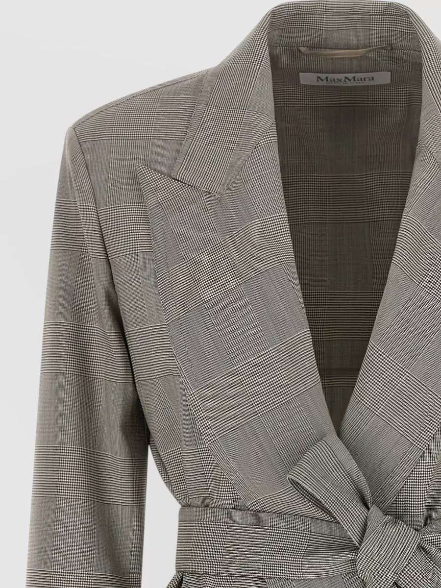 Max Mara Wool Prince Of Wales Belted Wrap Blazer