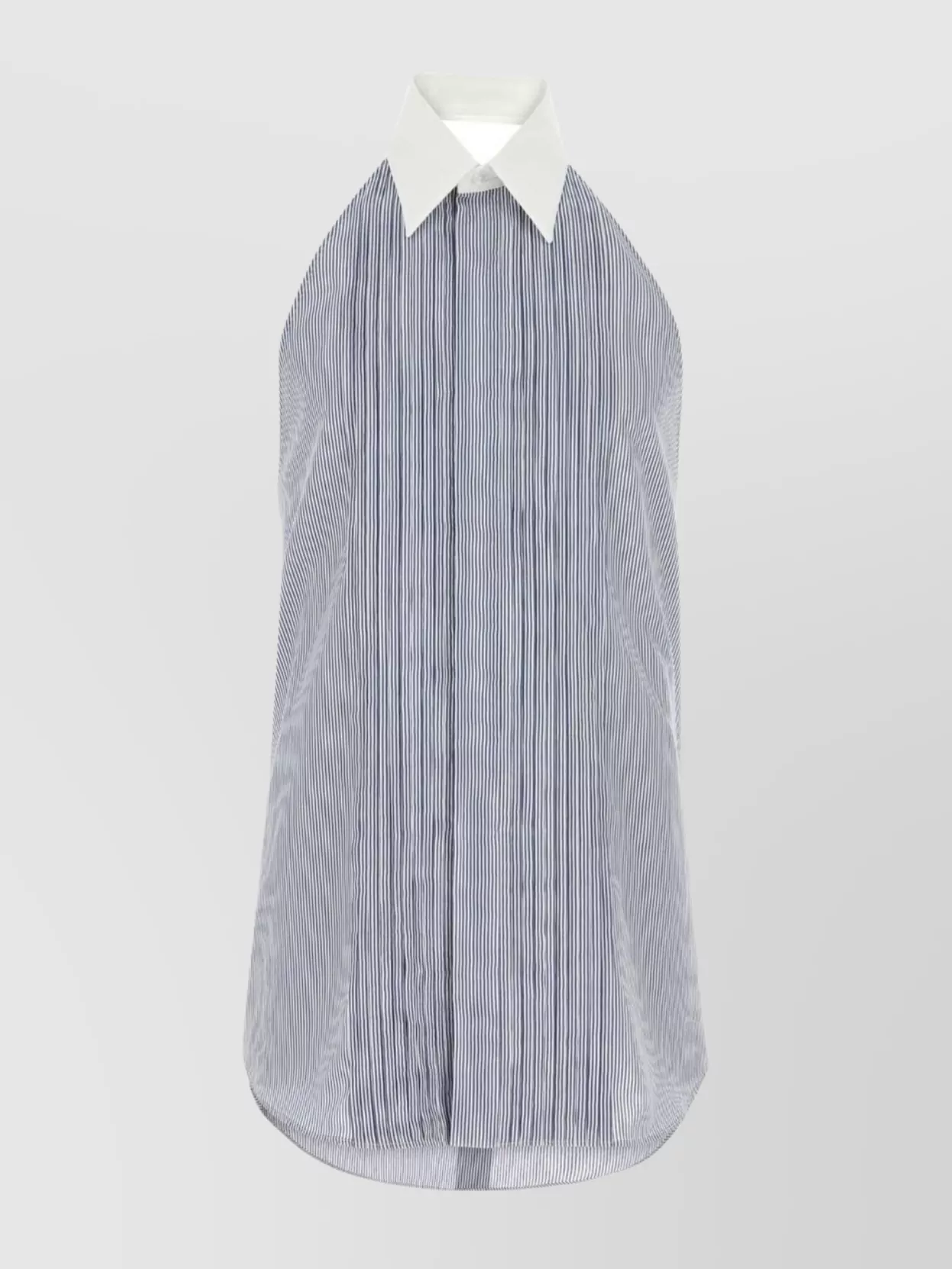 Shop Fendi Sleeveless Striped Embroidered Viscose Blend Shirt