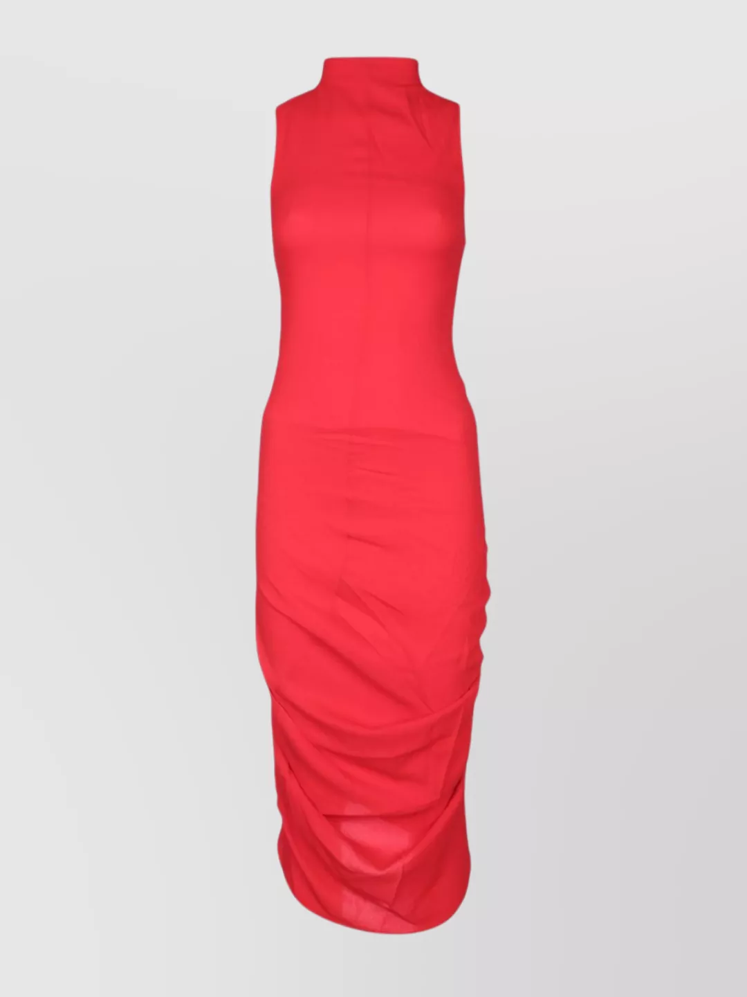 Jacquemus Midi Dress With High Neckline And Sleeves In Red
