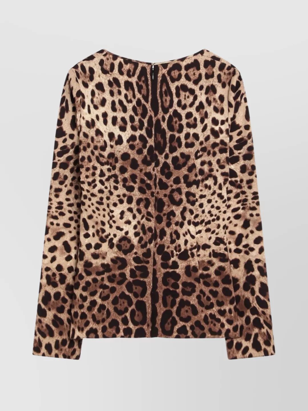 Dolce & Gabbana Leopard Print Silk Blend Long Sleeve Top In Animal Print