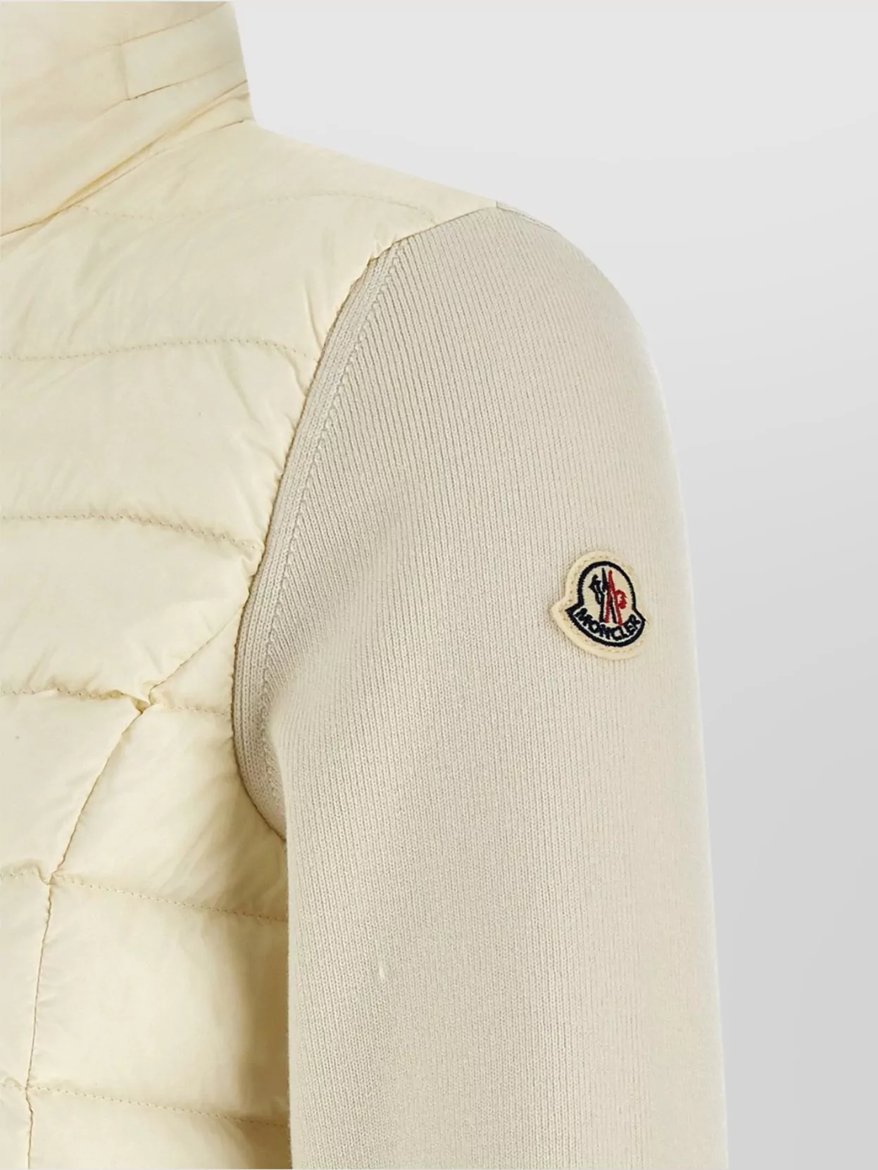 Shop Moncler Two-texture Padded Sleeve Cardigan
