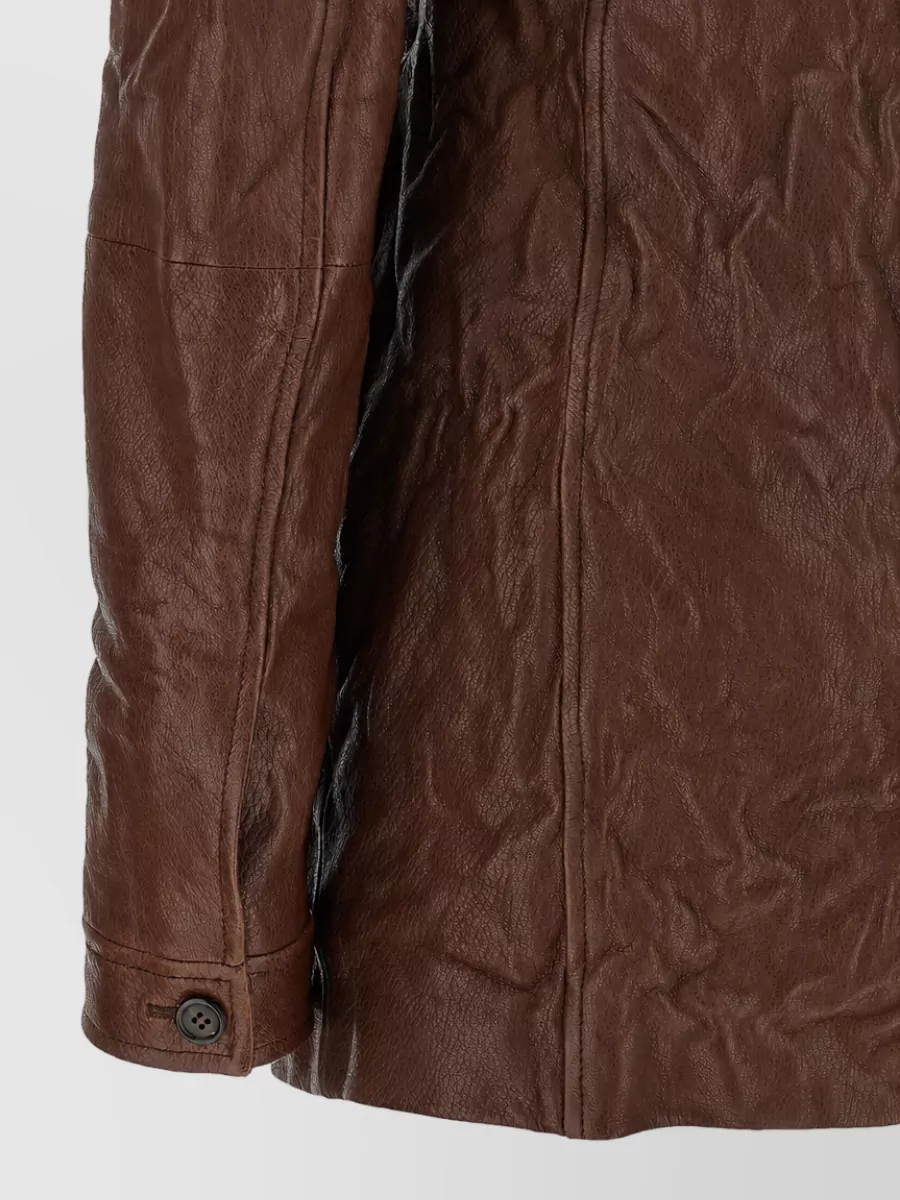 Miu Miu Leather Long-Sleeve Mini Dress