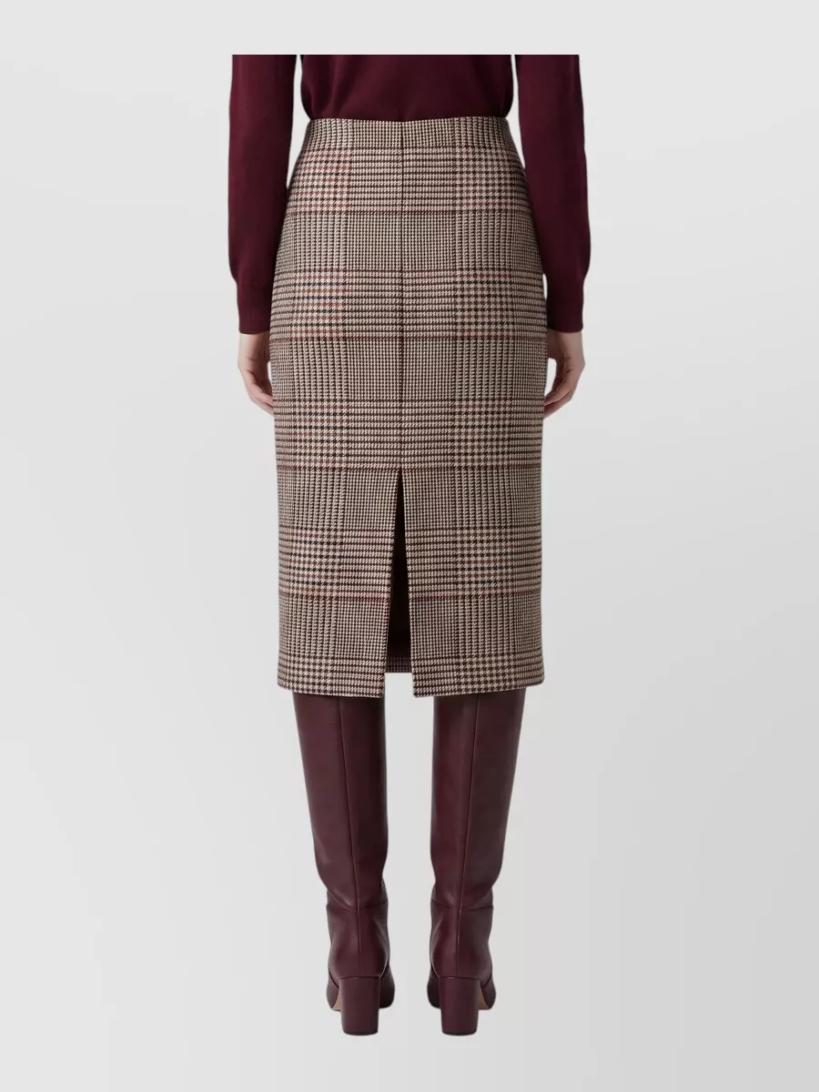 Federica Tosi Wool Glen Plaid High-Rise Midi Pencil Skirt