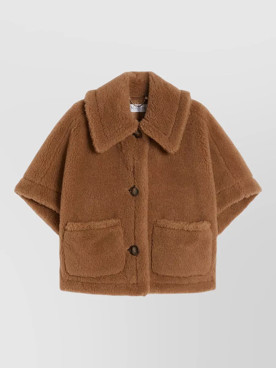 Max Mara alpaca wool silk boxy cape jacket