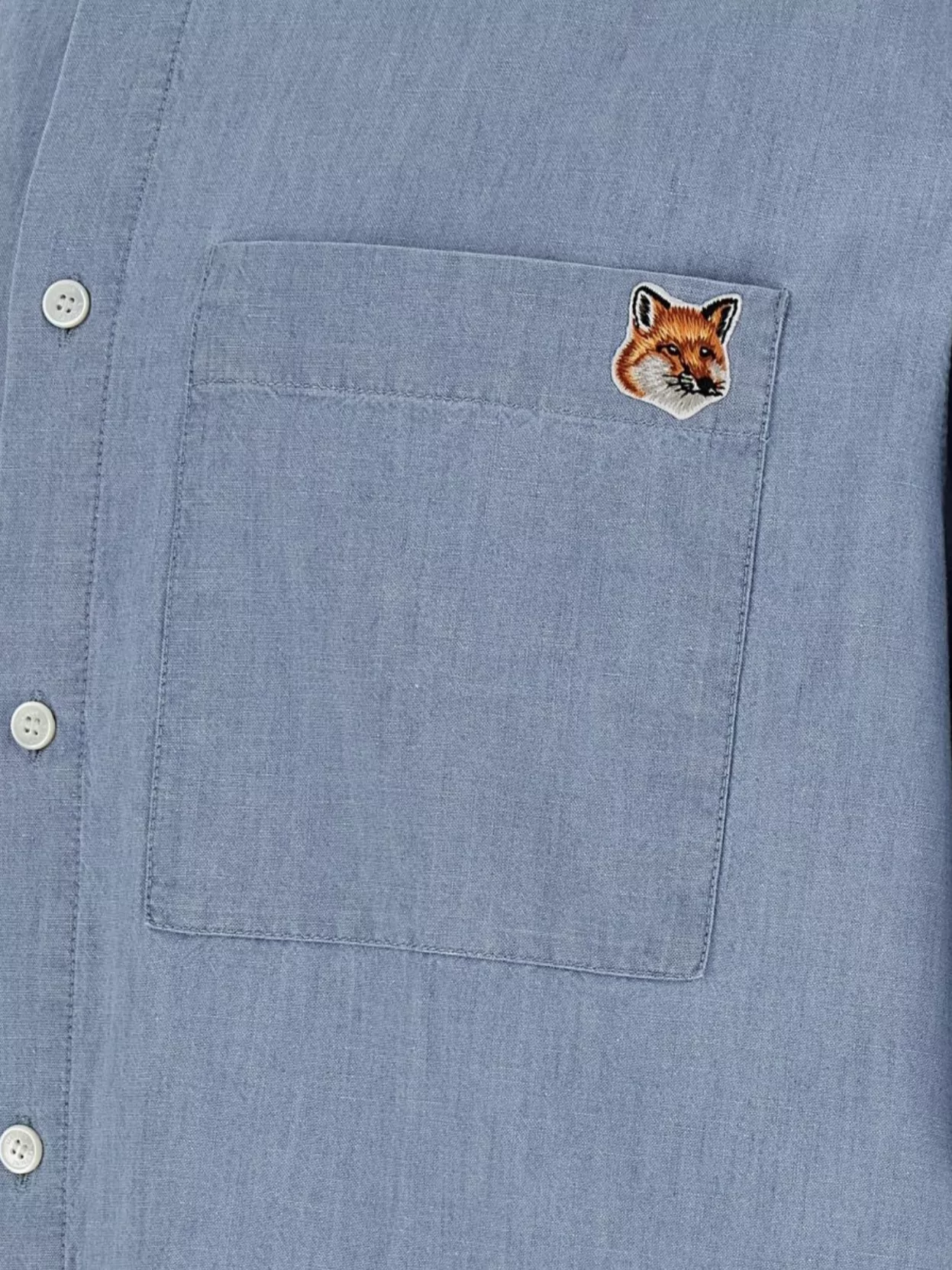 Maison Kitsuné 'Fox Head' Embroidered Detail Shirt With Chest Pockets