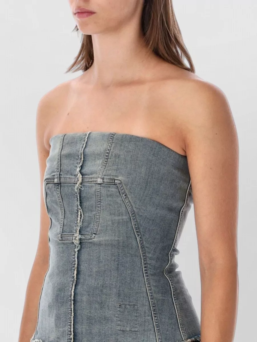 Rick Owens Drkshdw Denim Strapless Bustier Top