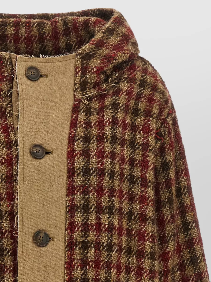 R13 Wool Alpaca Oversized Houndstooth Check Hooded Coat