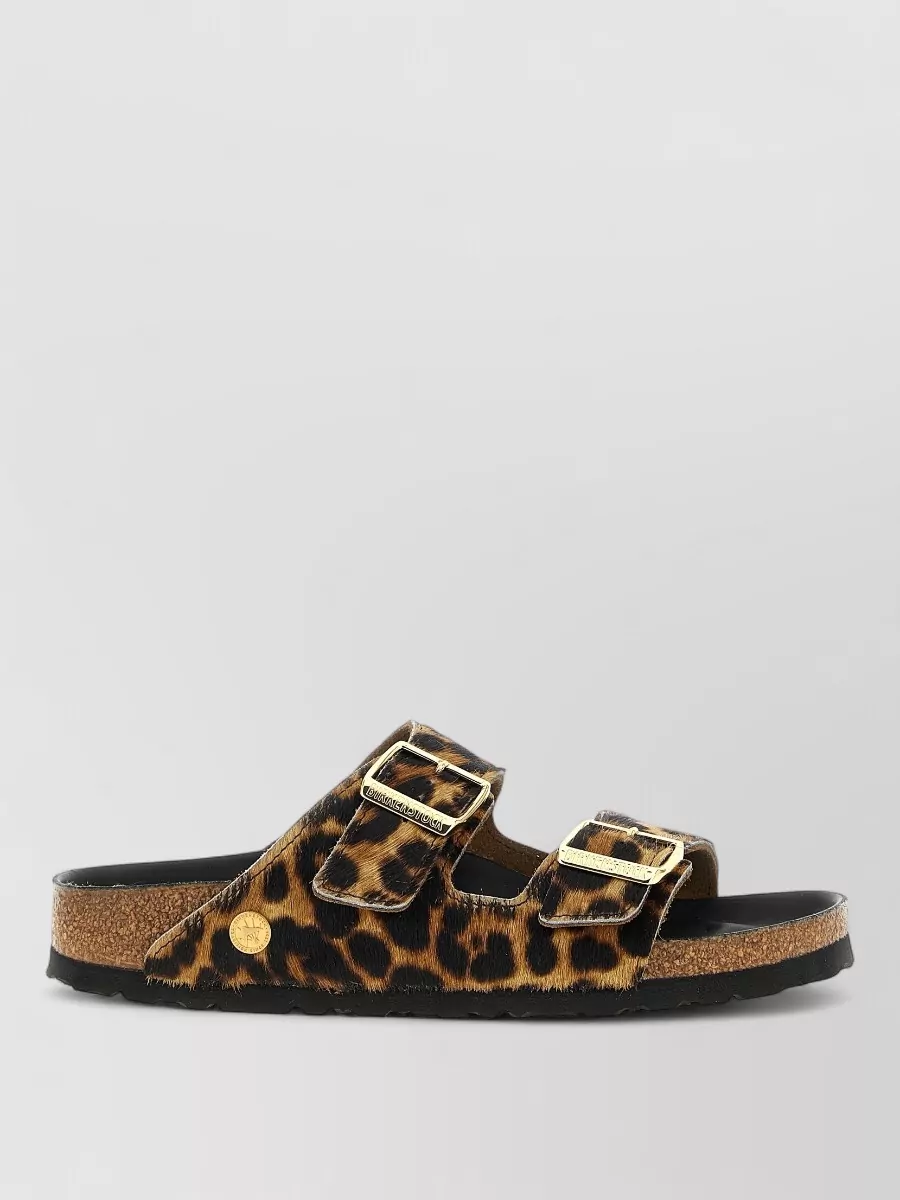 Birkenstock leather leopard-print slides