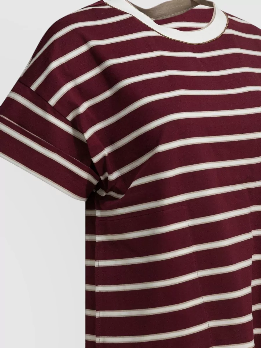 Brunello Cucinelli Short Sleeve Crew Neck Striped T Shirt