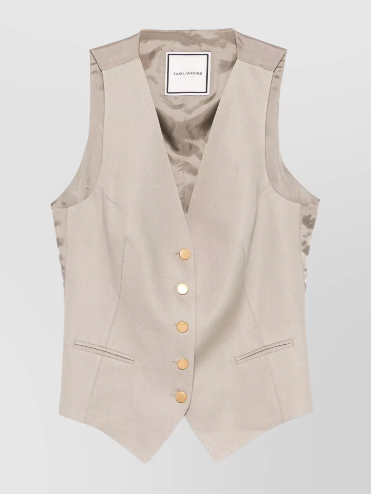 Tagliatore Tailored Linen Vest With Gold-tone Buttons In White