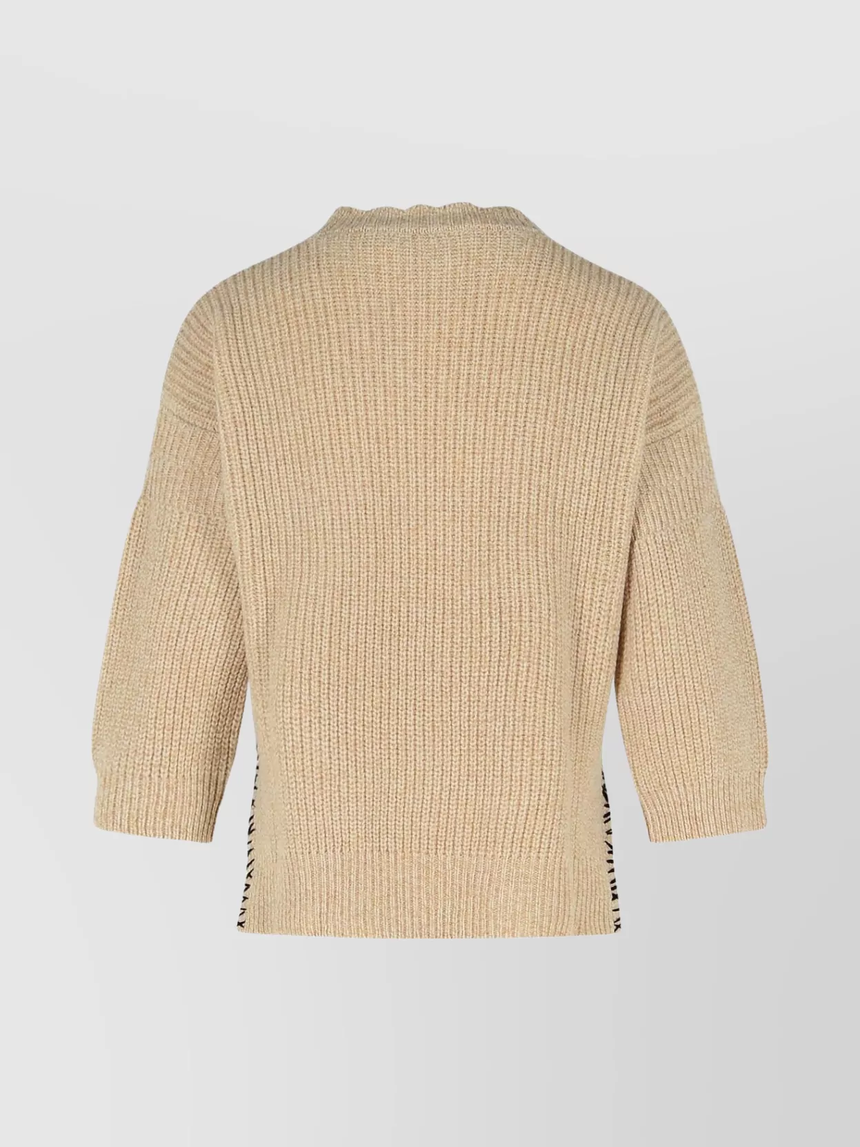 Marni Crew Neck Wool Sweater Embroidered In Brown