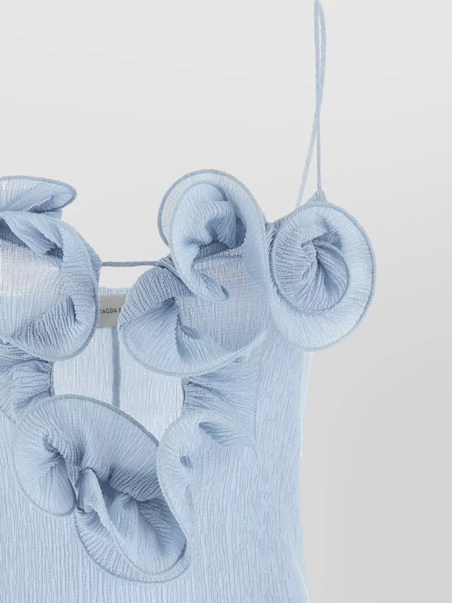 Magda Butrym Re26 Textured Dress Spaghetti Straps Ruffles