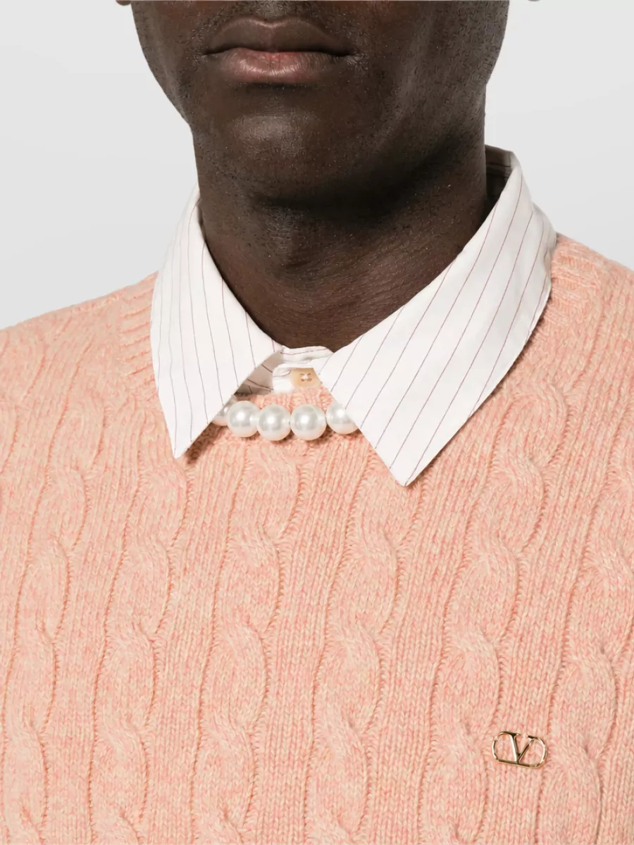Valentino Cable-Knit Virgin Wool Crew-Neck Jumper