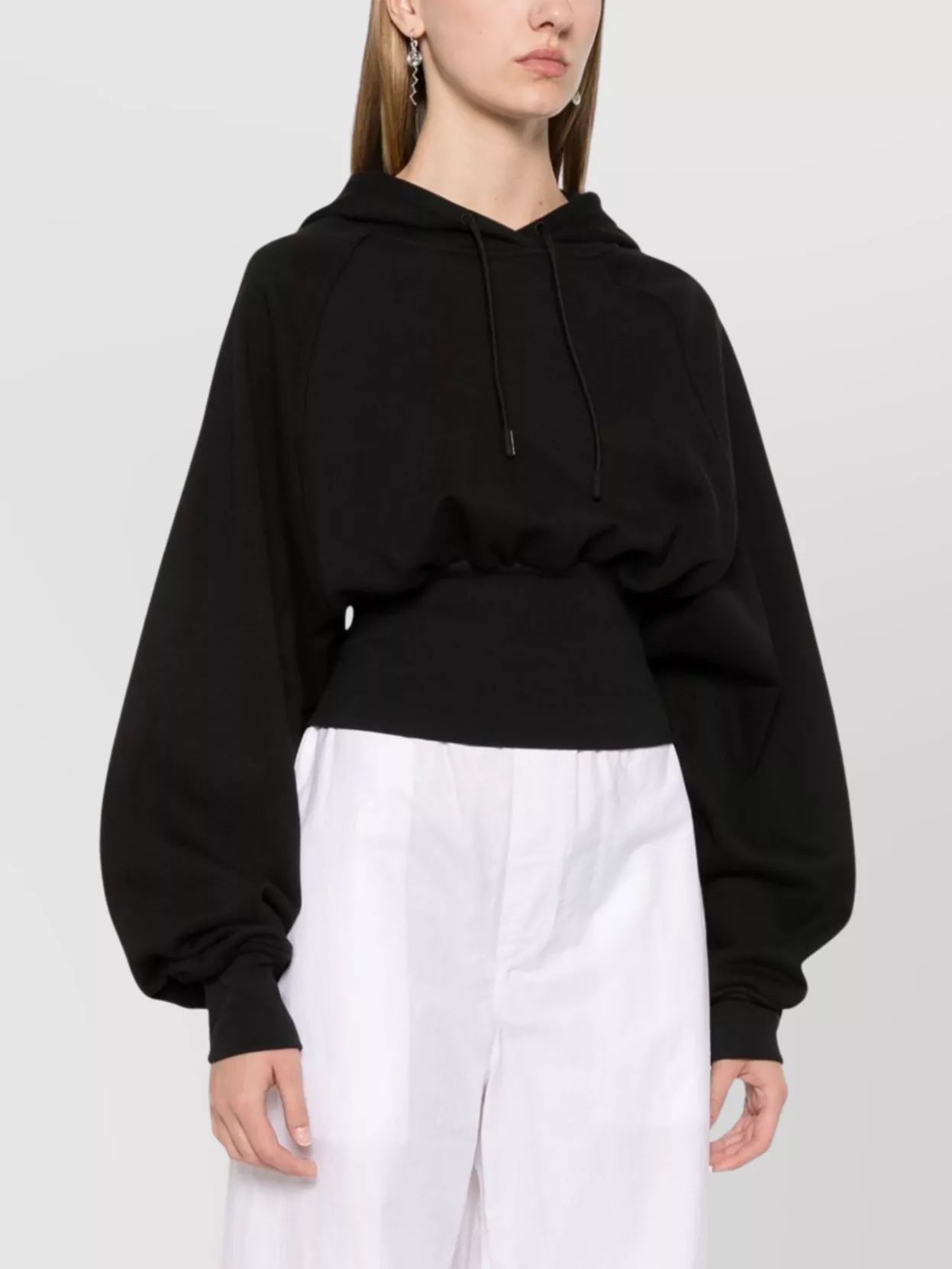 Shop Adidas By Stella Mccartney Cropped Organic Cotton Hoodie