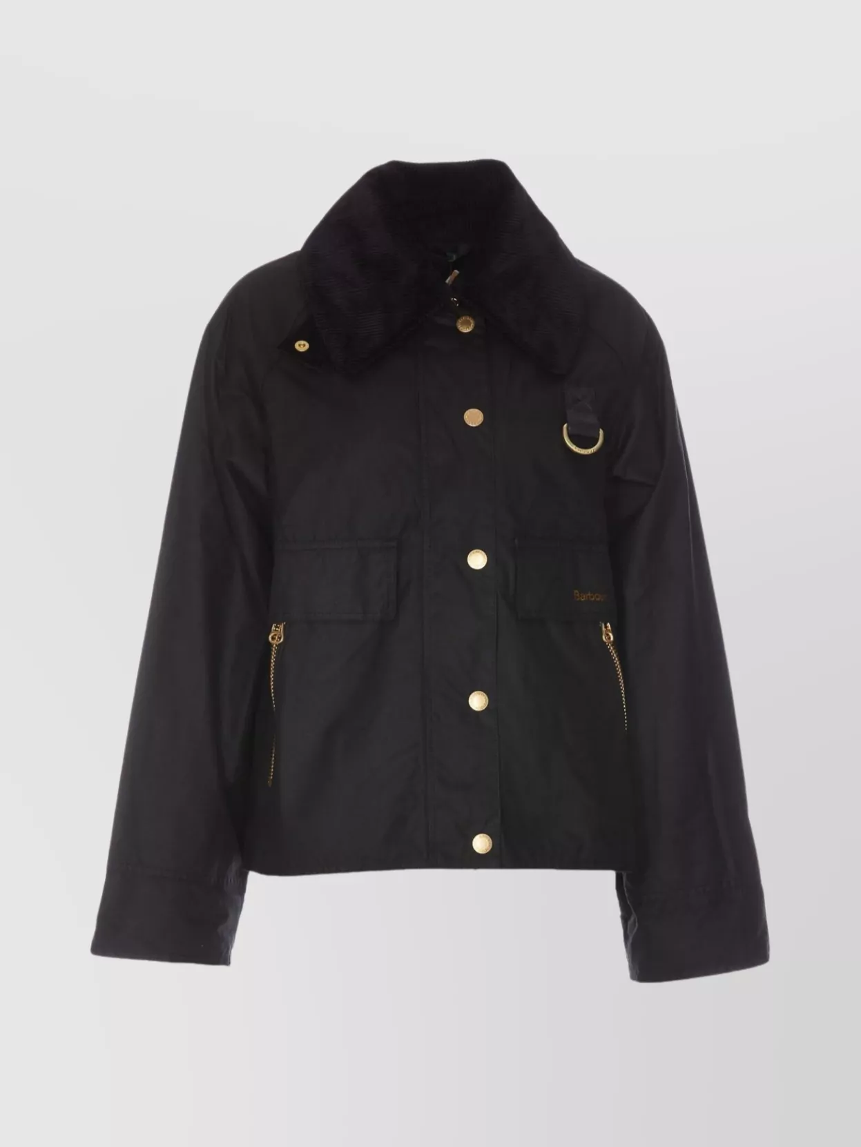 Barbour Cotton Wax Long Sleeve Blazer With Pockets In Black