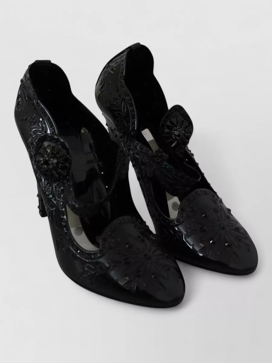 Dolce&Gabbana Crystal Embellished Floral Patent Pumps