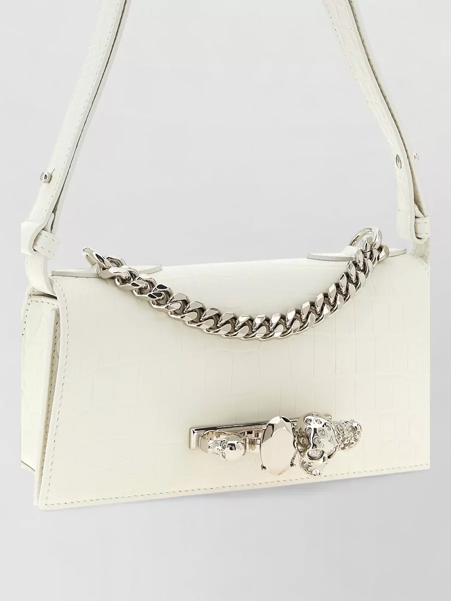 Mc Queen Calfskin Leather Jewelled Mini Shoulder Bag