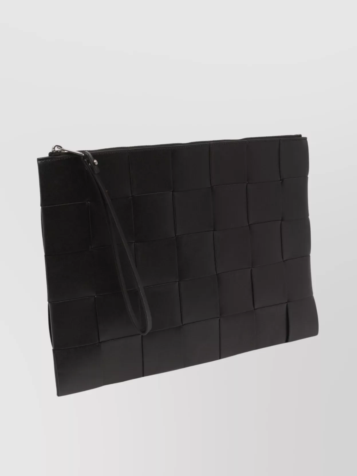 Bottega Veneta Woven Rectangular Clutch With Wrist Strap Detail