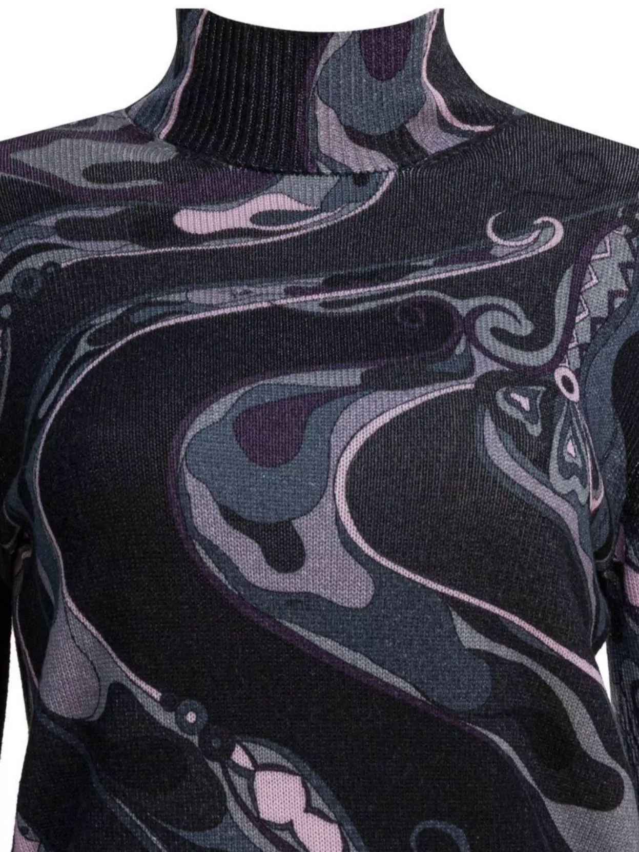 Pucci Abstract Pattern High Neck Knit Sweater