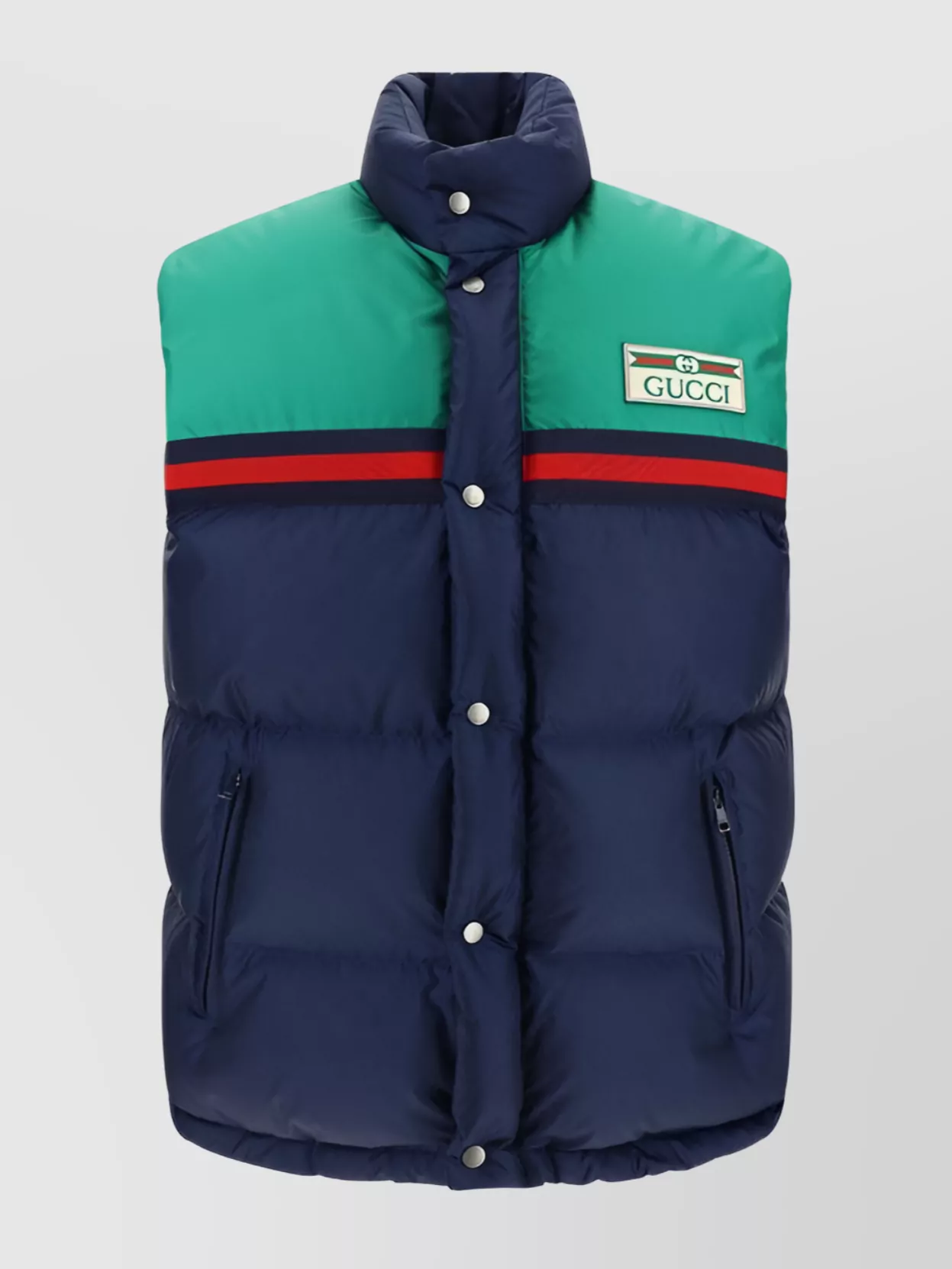 Shop Gucci Quilted Padded Color-block Down Vest