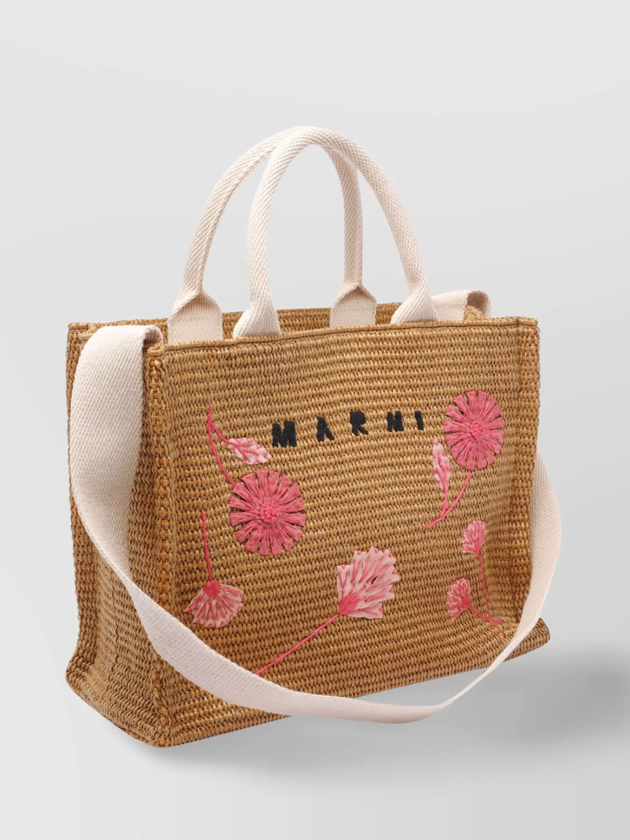 Marni Raffia Tote Bag Floral Embroidery