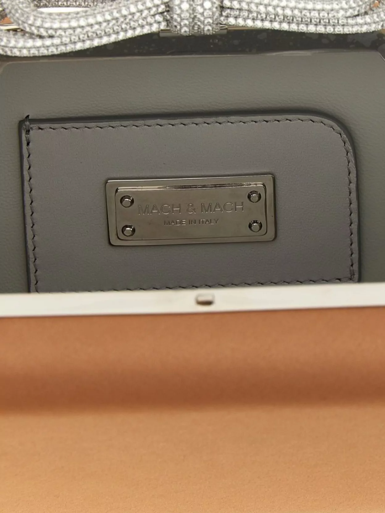 Mach & Mach Satin Clutch With Double Bow Detail