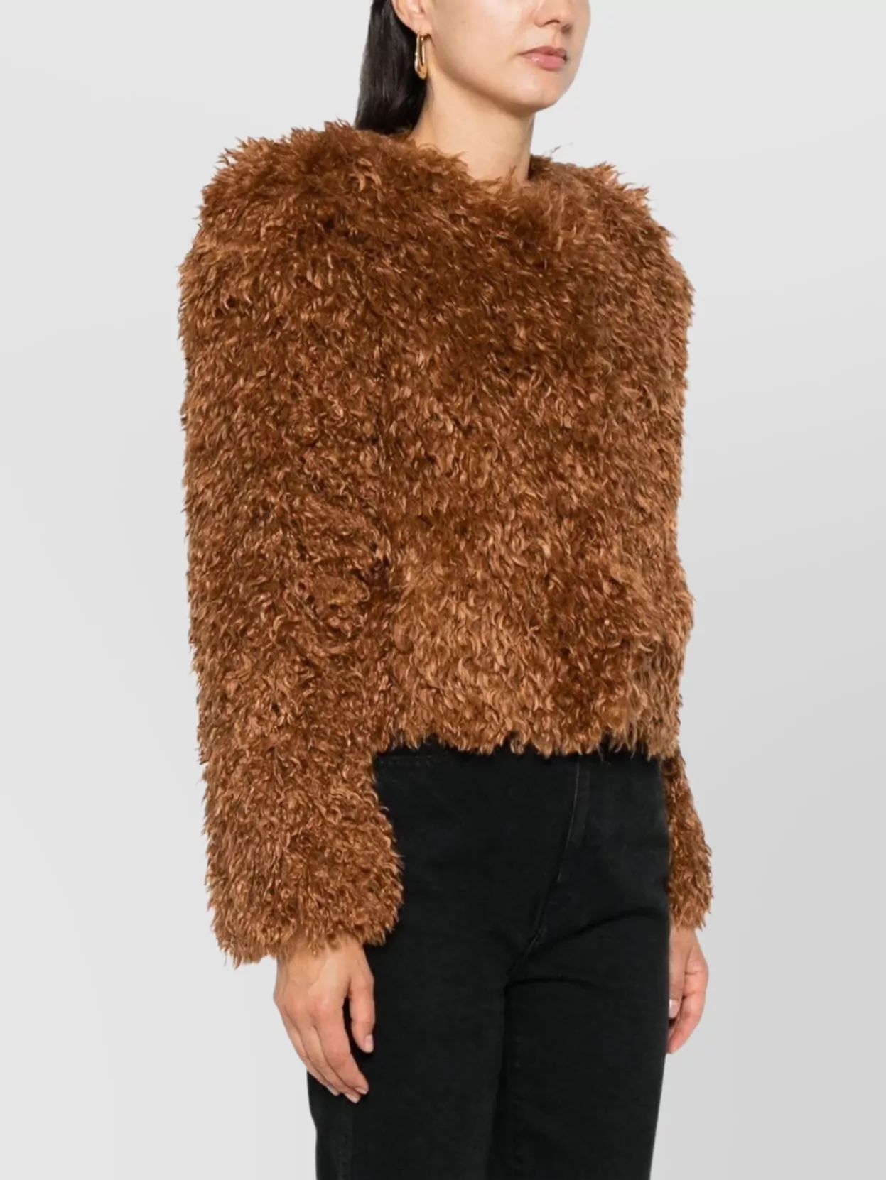 Isabel Marant Faux-Fur Cropped Jacket Crew Neck