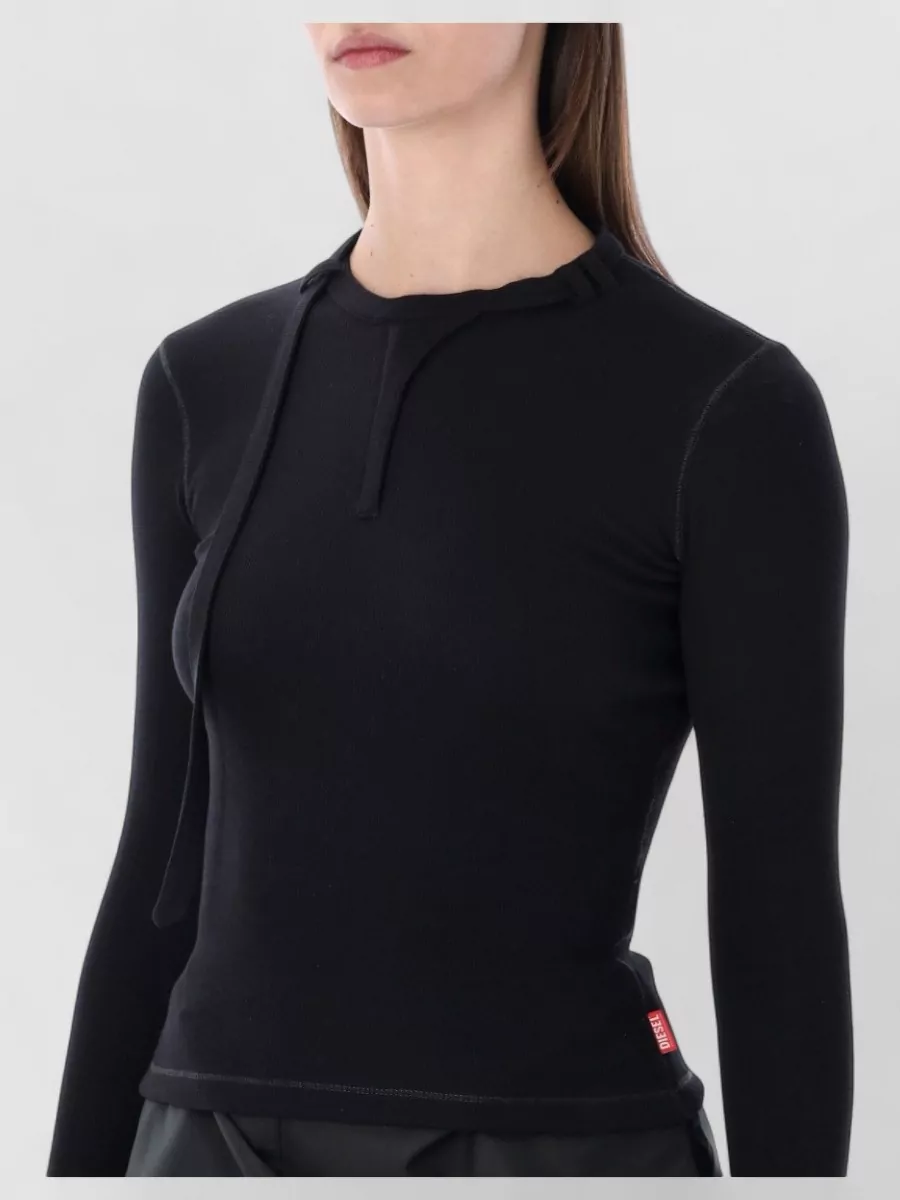Diesel Ribbed Slim-Fit Long-Sleeve Cutout Top
