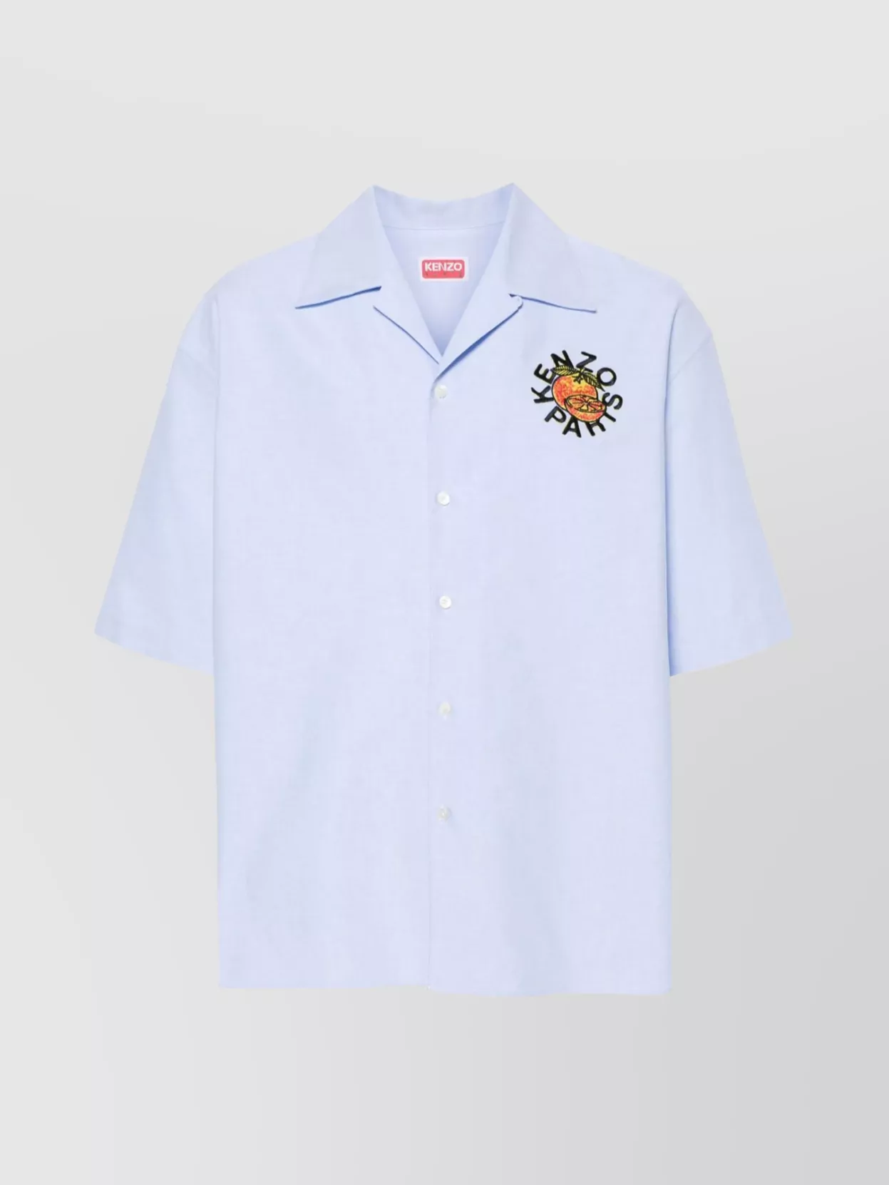 Shop Kenzo Camp Collar Shirt With Orange Motif