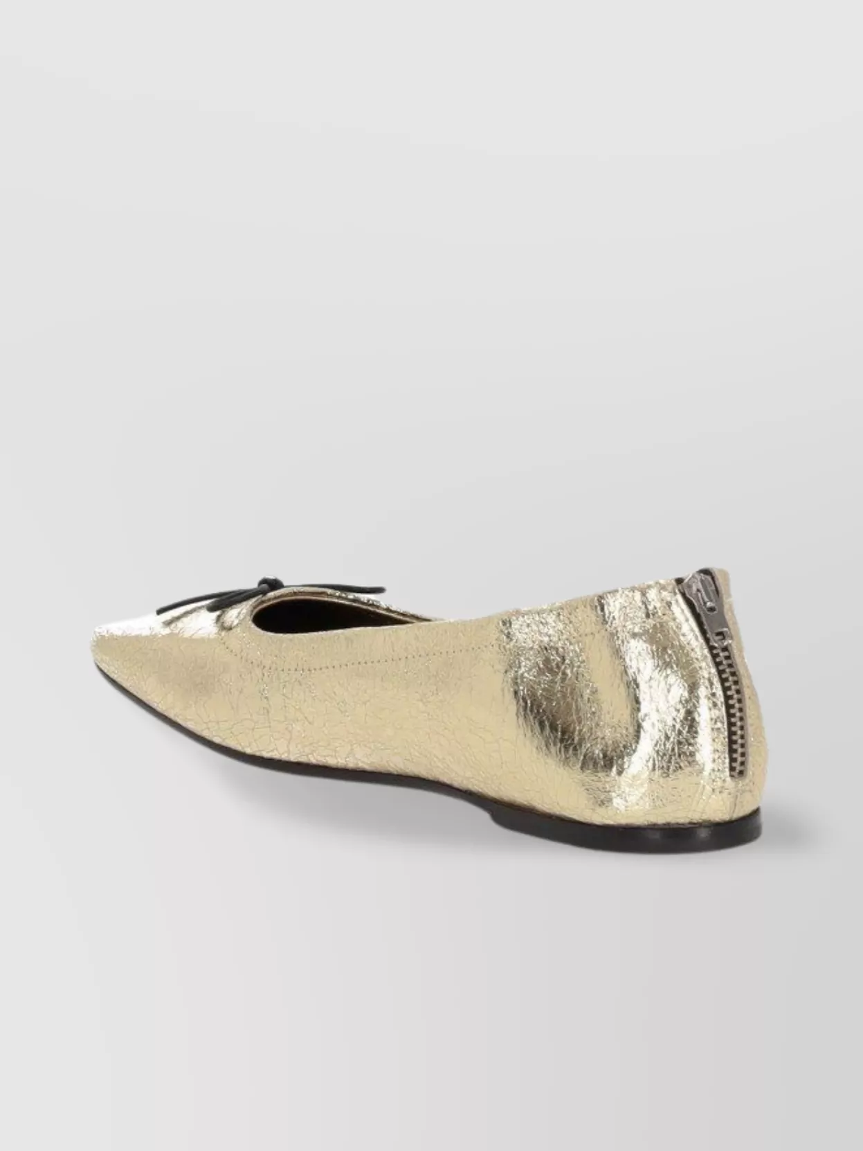 GOLDEN GOOSE ZIP LAMINATED WRINKLED LEATHER BALLERINA SHOES