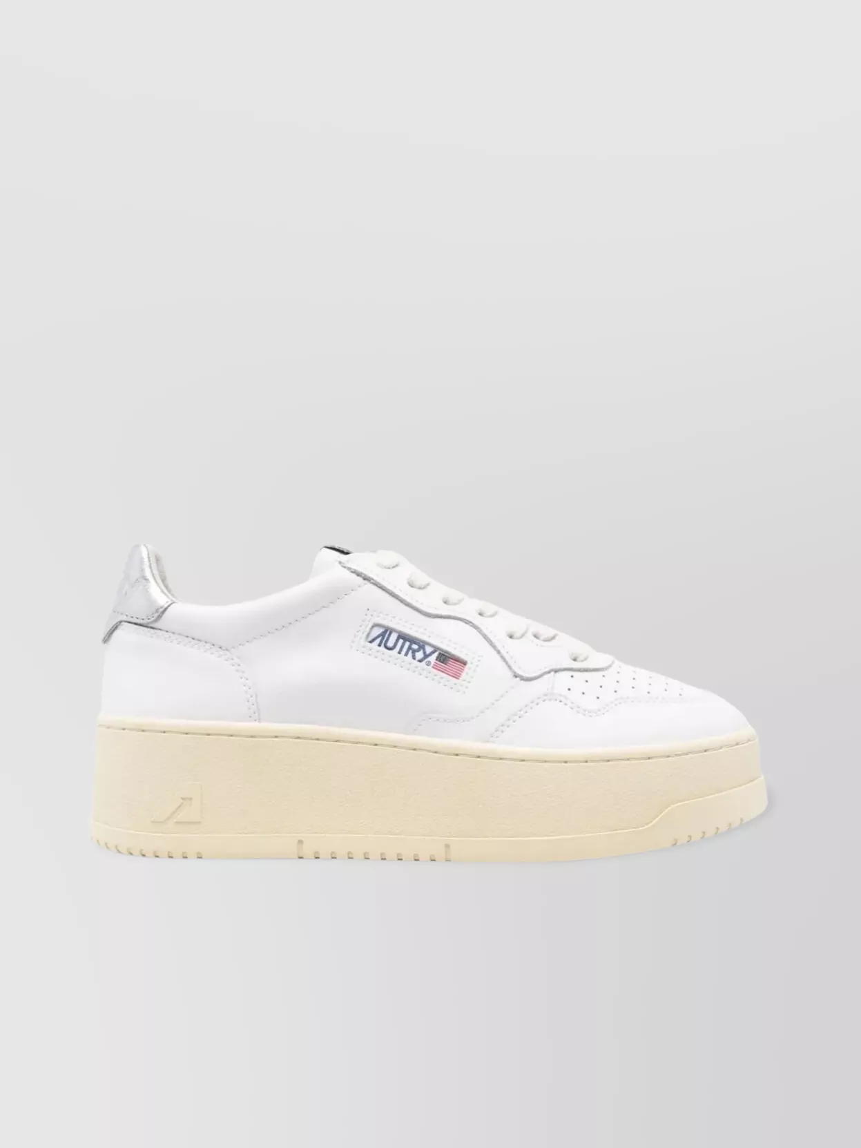 Autry Low Leather Platform Sneakers With Perforated Detailing