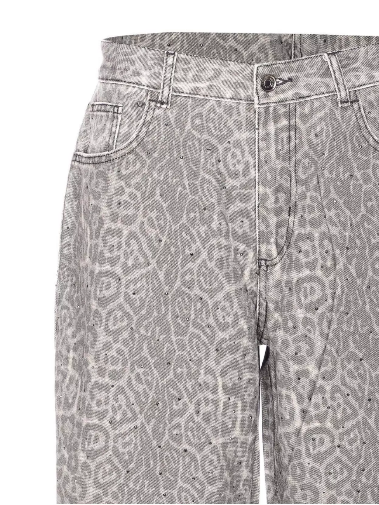 Liu Jo Animal Print Jeans With Pockets And Strass