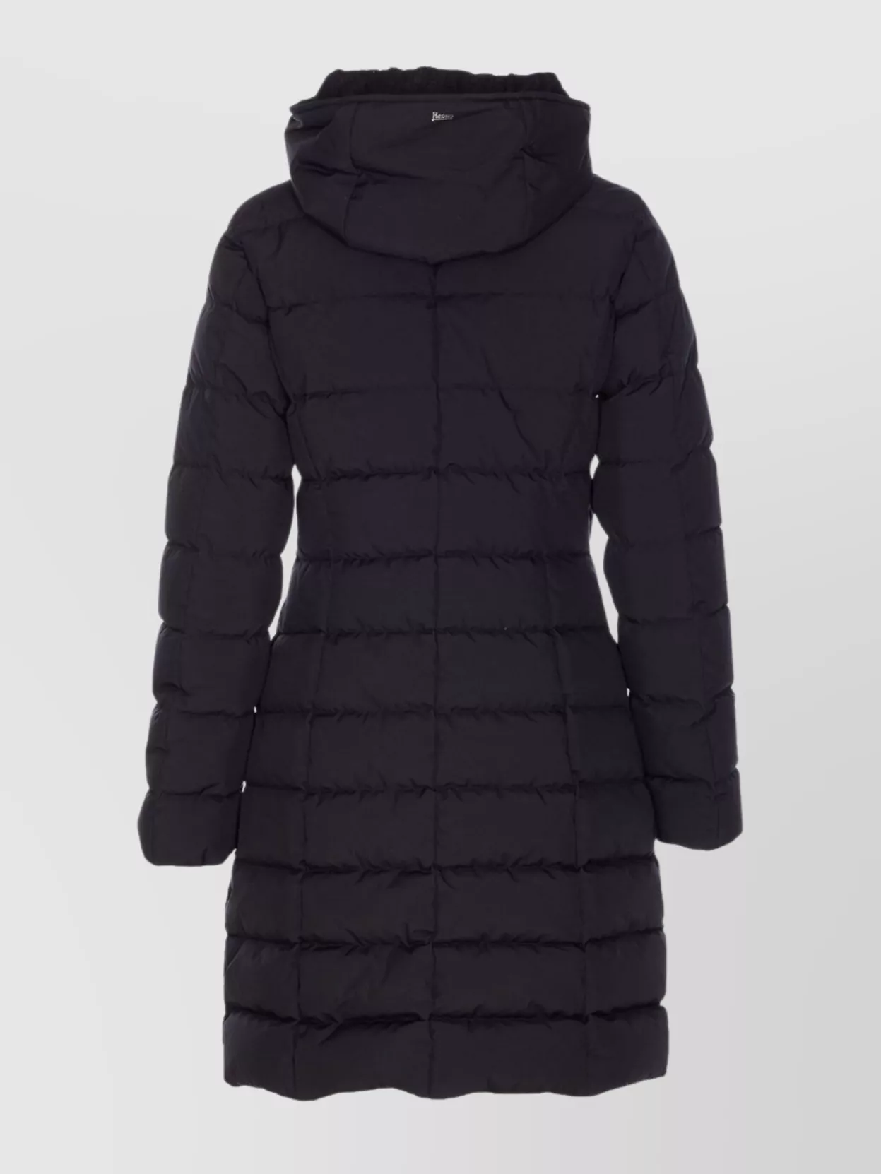 Herno Padded Hooded Long Down Jacket Zip Pockets In Black