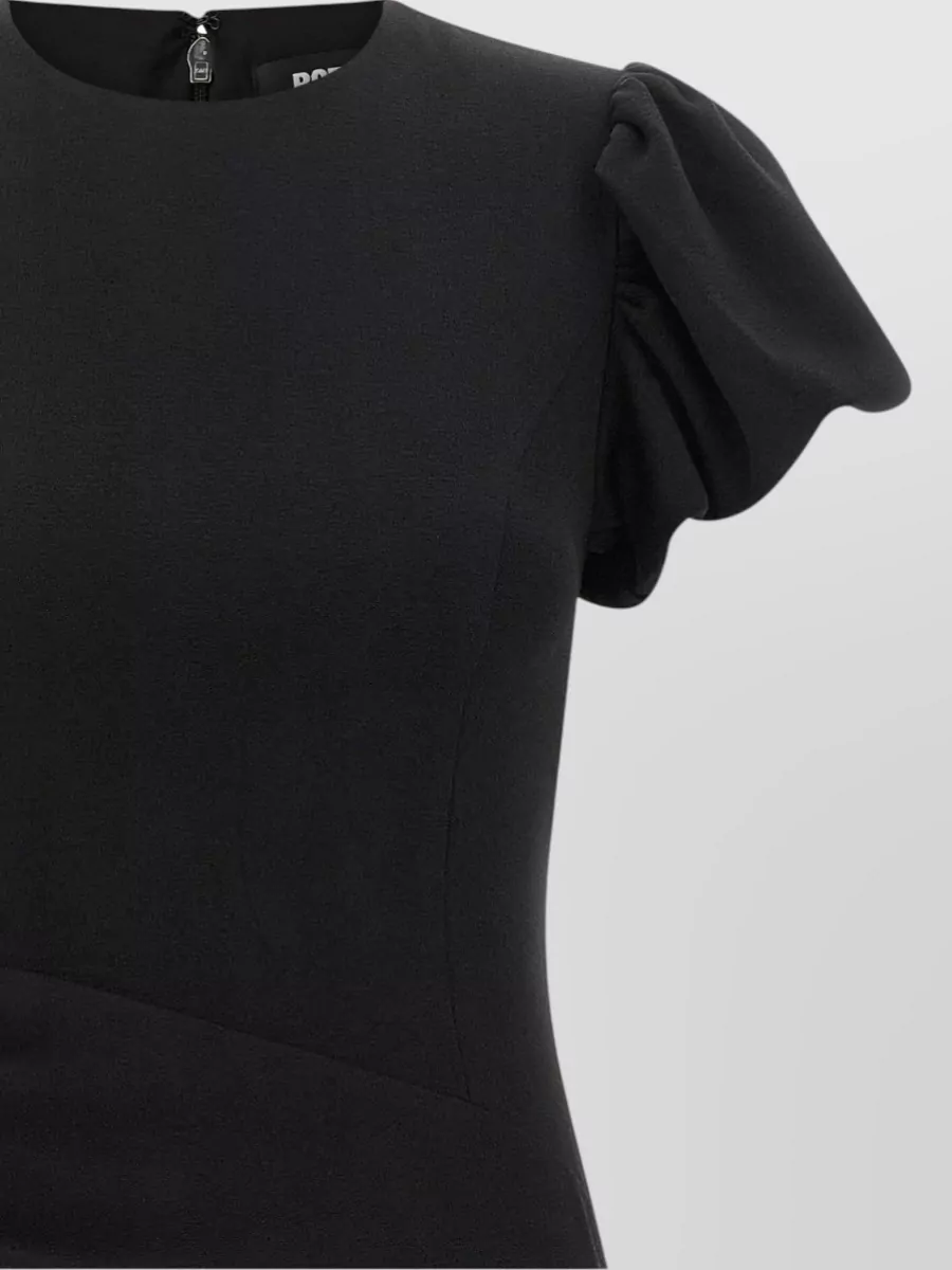 Rotate Birger Christensen Asymmetric Draped Puff Sleeve Midi Dress