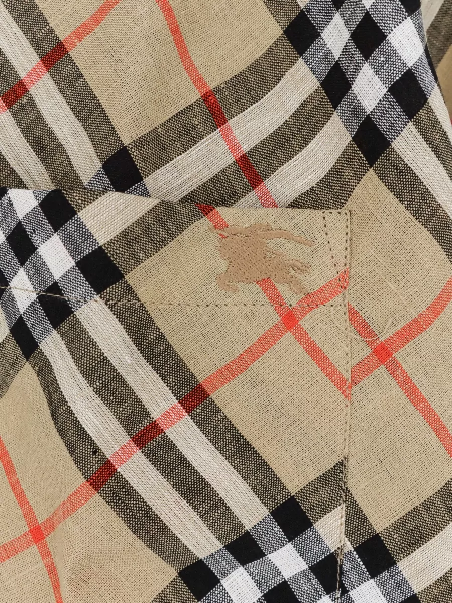 Burberry Linen Check Long-Sleeve Shirt