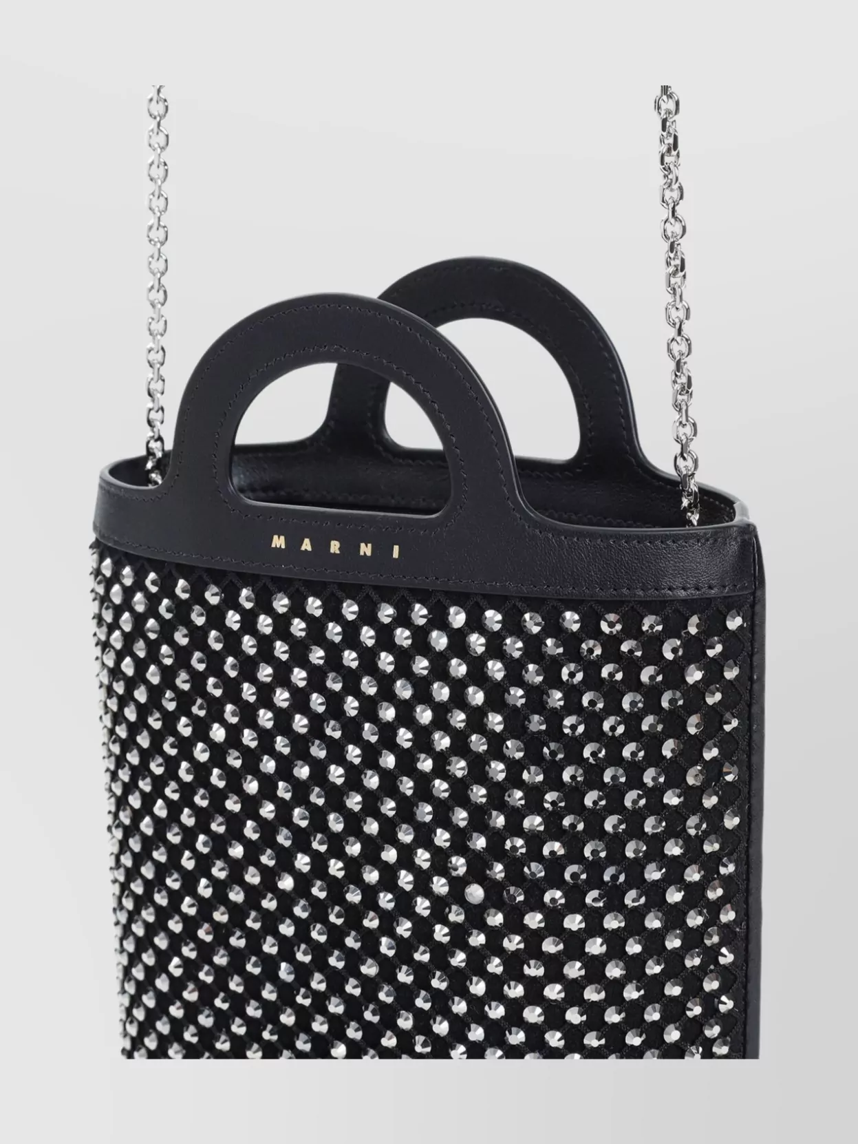 Marni Nano Tropicalia Crystal-embellished Bucket Bag In Black
