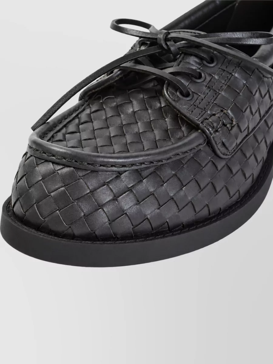 Bottega Veneta Leather Intrecciato Boat Shoes