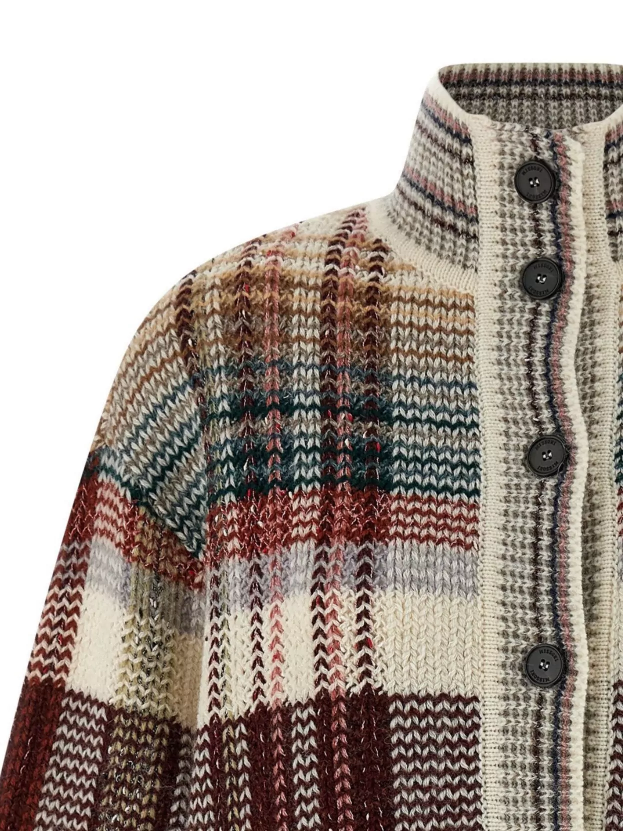 Missoni High Collar Knit Cardigan Featuring Pockets