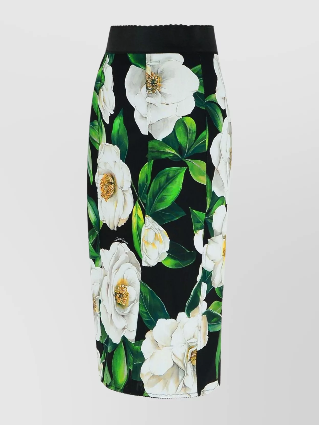 Dolce & Gabbana 'gardenia' High-waisted Floral Pattern Skirt In Green