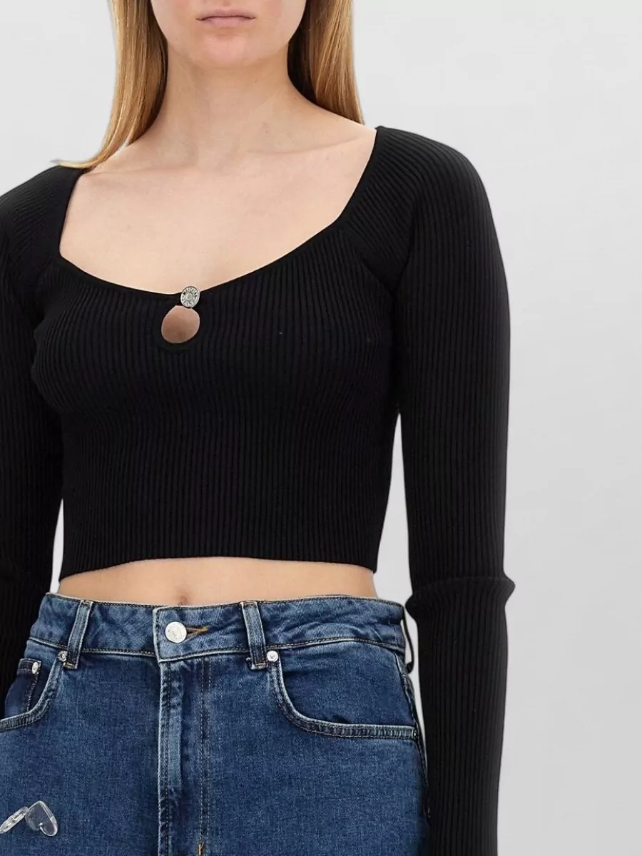 Moschino Ribbed Cropped Knitted Top
